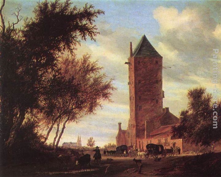 Tower at the Road painting - Salomon van Ruysdael Tower at the Road art painting